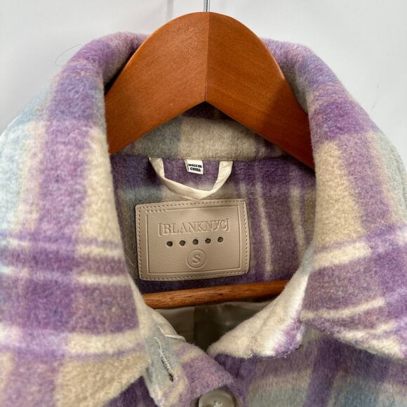 BLANK NYC Purple Plaid Cropped Shacket Jacket in Keep it Up Plaid  // S - Picture 4 of 9